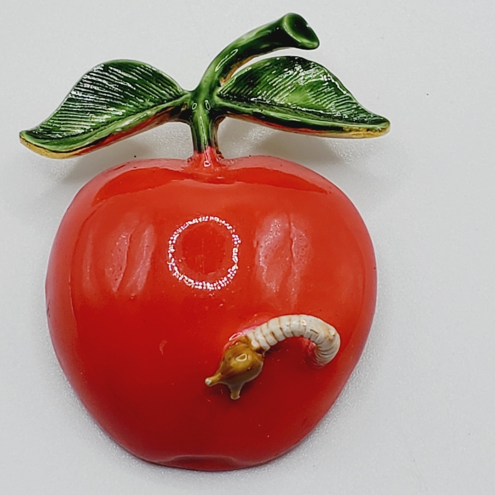Vintage original by Robert Apple worm gilded gold vermeil brooch pin enamel